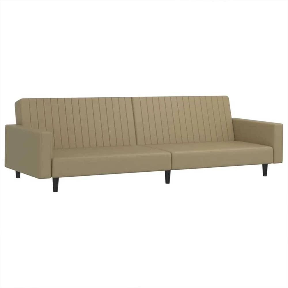 Dvivietė sofa-lova, kapučino spalvos, dirbtinė oda