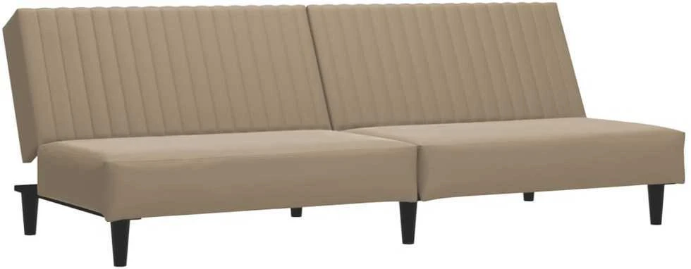 Dvivietė sofa-lova, kapučino spalvos, dirbtinė oda