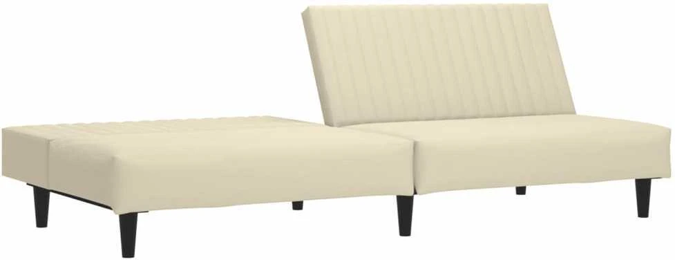 Dvivietė sofa-lova, kreminės spalvos, aksomas