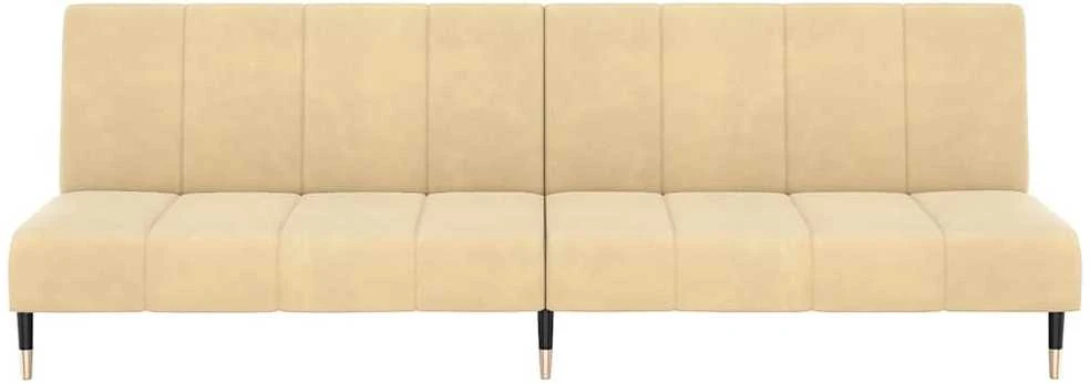 Dvivietė sofa-lova, kreminės spalvos, aksomas