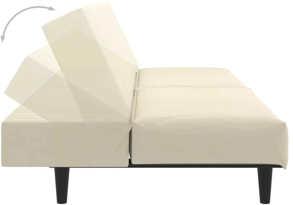 Dvivietė sofa-lova, kreminės spalvos, aksomas