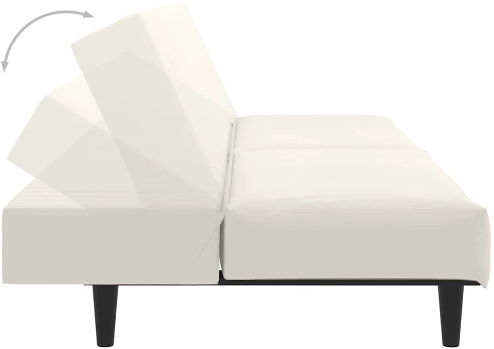 Dvivietė sofa-lova, kreminės spalvos, aksomas