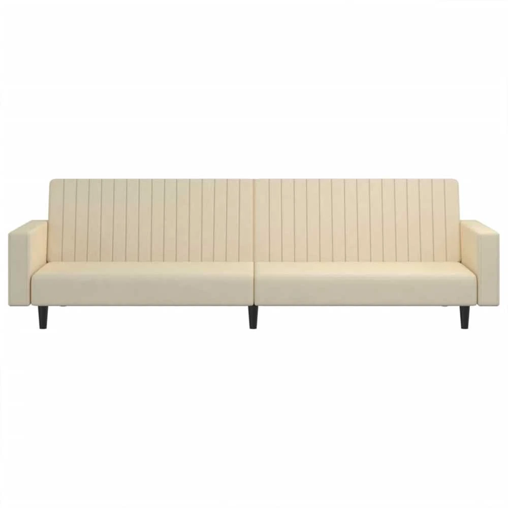 Dvivietė sofa-lova, kreminės spalvos, aksomas