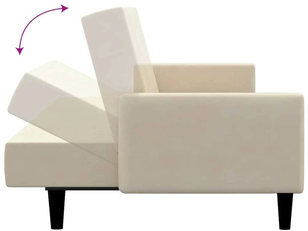 Dvivietė sofa-lova, kreminės spalvos, aksomas
