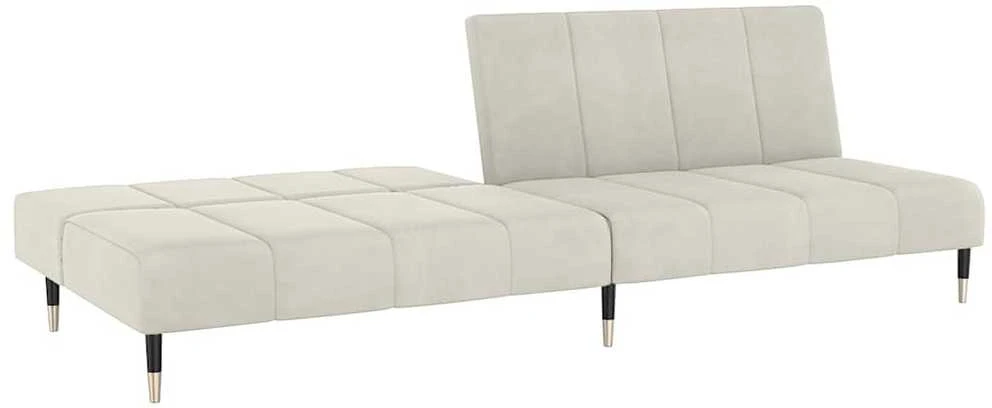 Dvivietė sofa-lova, kreminės spalvos, aksomas