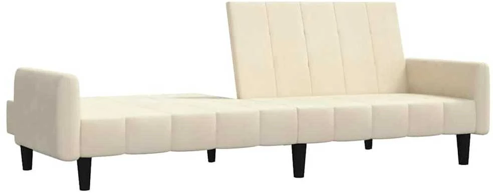 Dvivietė sofa-lova, kreminės spalvos, aksomas