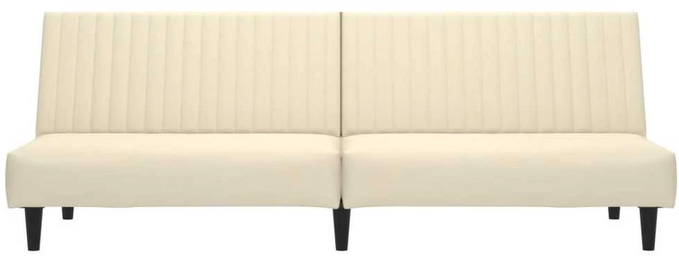 Dvivietė sofa-lova, kreminės spalvos, aksomas