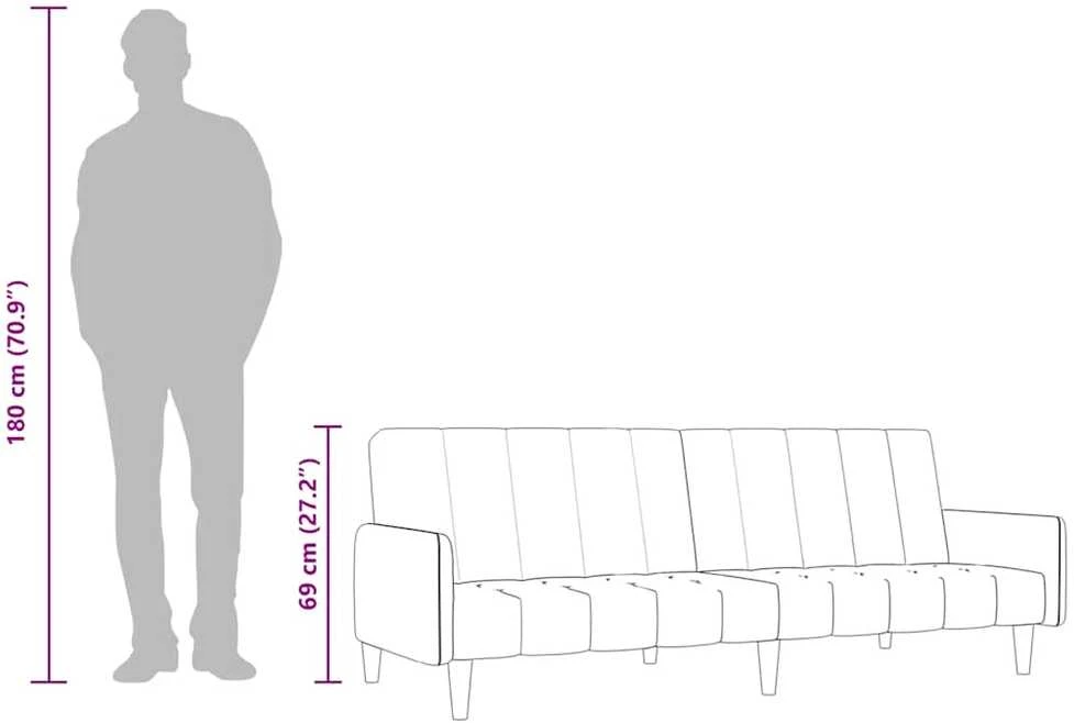 Dvivietė sofa-lova, kreminės spalvos, aksomas