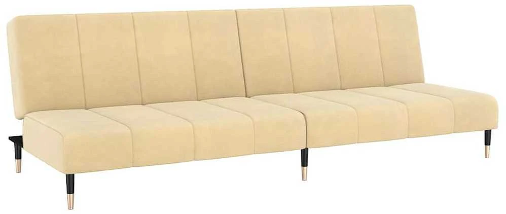Dvivietė sofa-lova, kreminės spalvos, aksomas