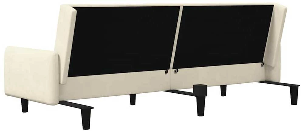 Dvivietė sofa-lova, kreminės spalvos, aksomas