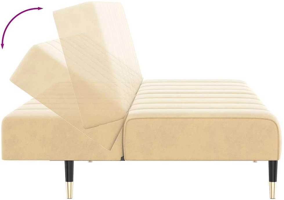 Dvivietė sofa-lova, kreminės spalvos, aksomas