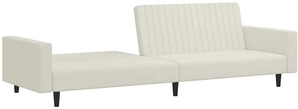 Dvivietė sofa-lova, kreminės spalvos, aksomas