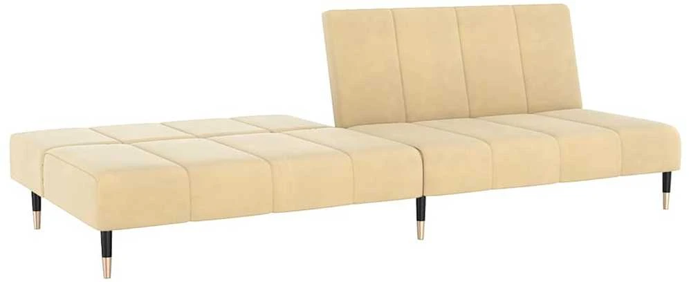 Dvivietė sofa-lova, kreminės spalvos, aksomas