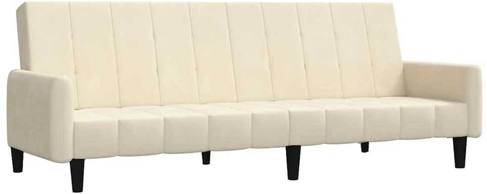 Dvivietė sofa-lova, kreminės spalvos, aksomas