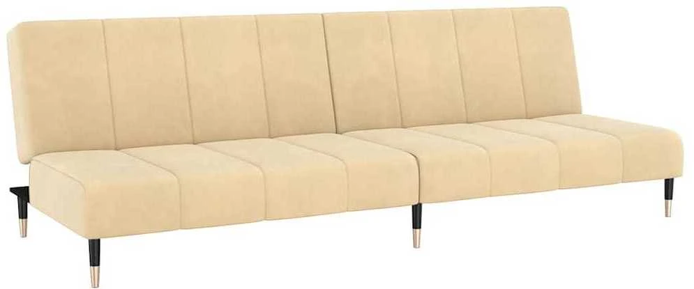 Dvivietė sofa-lova, kreminės spalvos, aksomas