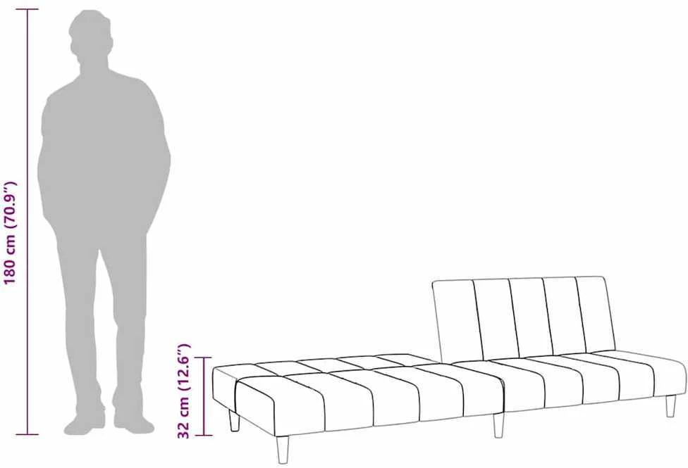 Dvivietė sofa-lova, kreminės spalvos, aksomas