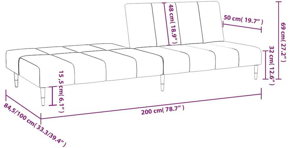 Dvivietė sofa-lova, kreminės spalvos, aksomas