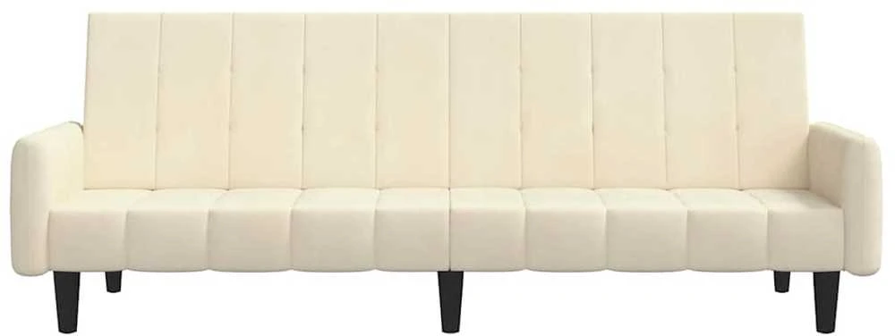 Dvivietė sofa-lova, kreminės spalvos, aksomas