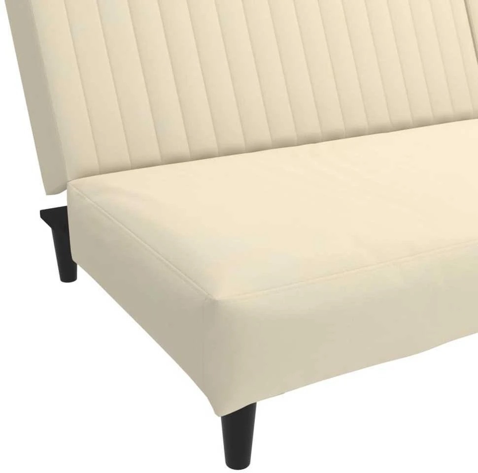 Dvivietė sofa-lova, kreminės spalvos, aksomas
