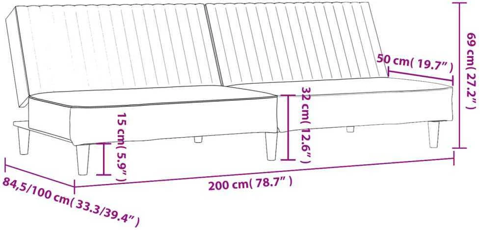 Dvivietė sofa-lova, kreminės spalvos, aksomas