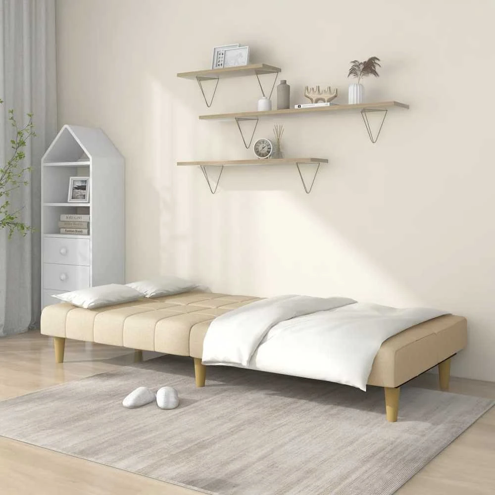 Dvivietė sofa-lova, kreminės spalvos, audinys