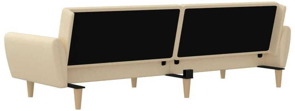 Dvivietė sofa-lova, kreminės spalvos, audinys