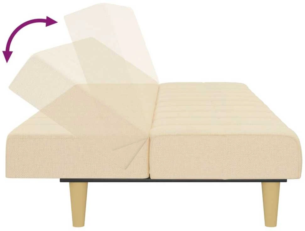 Dvivietė sofa-lova, kreminės spalvos, audinys