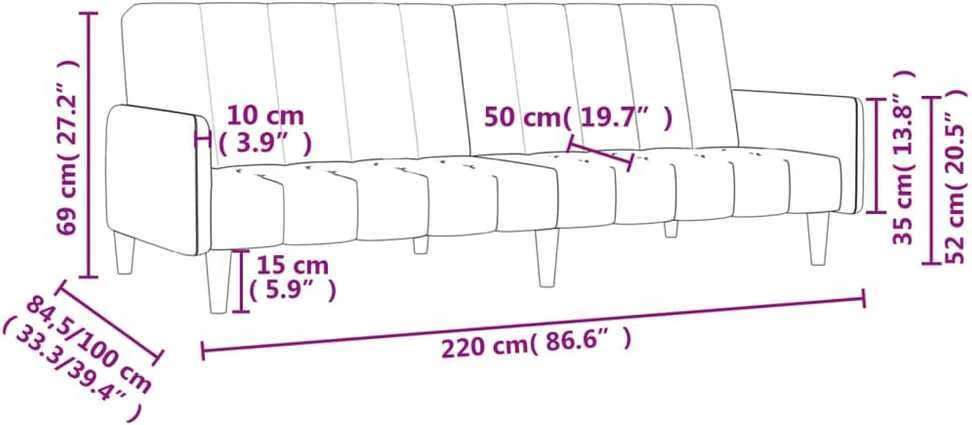 Dvivietė sofa-lova, kreminės spalvos, audinys