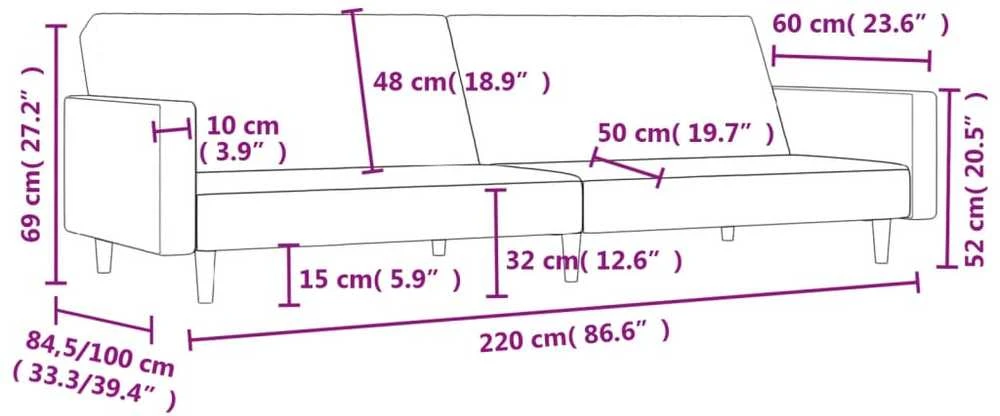 Dvivietė sofa-lova, kreminės spalvos, audinys