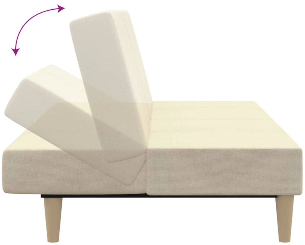 Dvivietė sofa-lova, kreminės spalvos, audinys