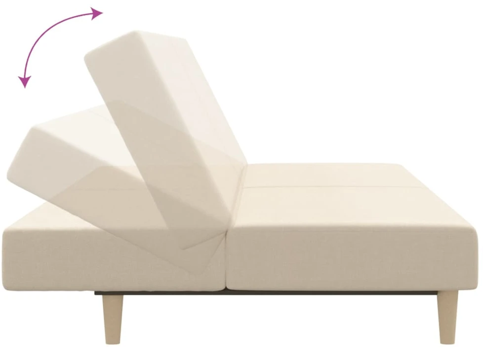 Dvivietė sofa-lova, kreminės spalvos, audinys