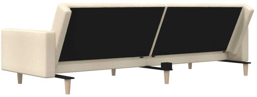 Dvivietė sofa-lova, kreminės spalvos, audinys