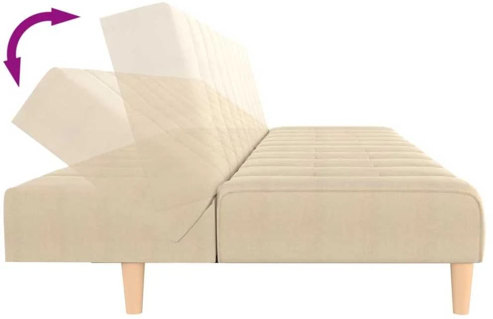 Dvivietė sofa-lova, kreminės spalvos, audinys