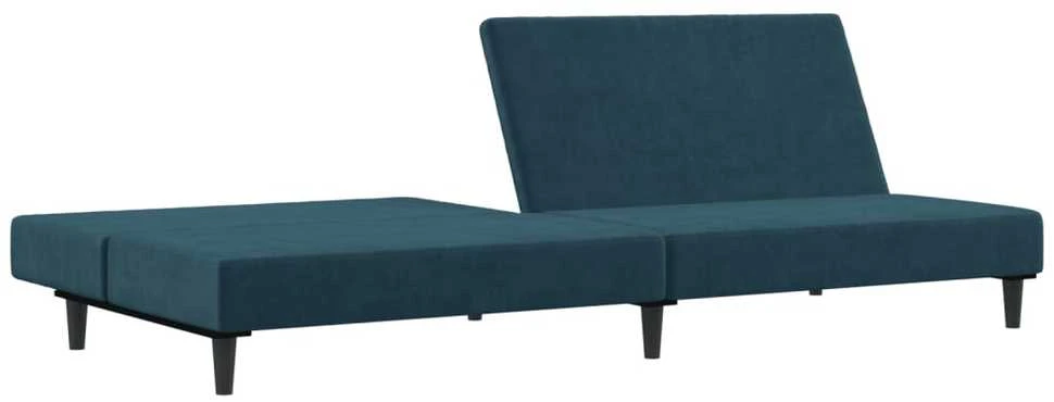 Dvivietė sofa-lova, mėlynos spalvos, aksomas