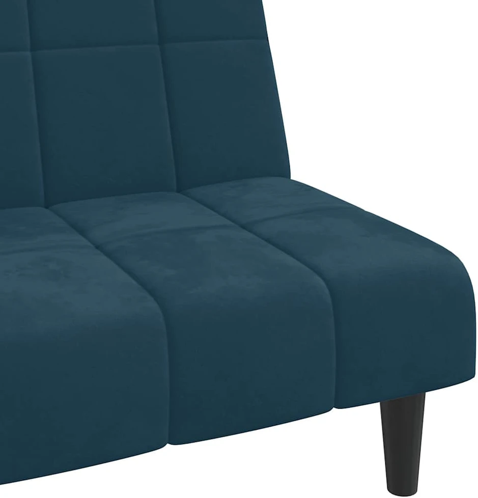 Dvivietė sofa-lova, mėlynos spalvos, aksomas