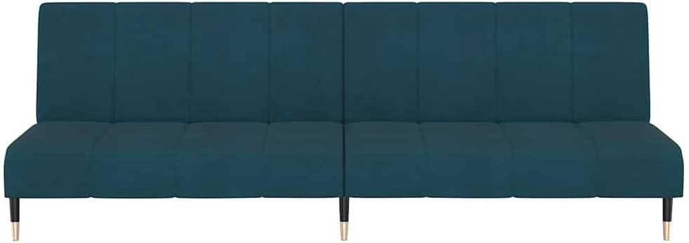 Dvivietė sofa-lova, mėlynos spalvos, aksomas