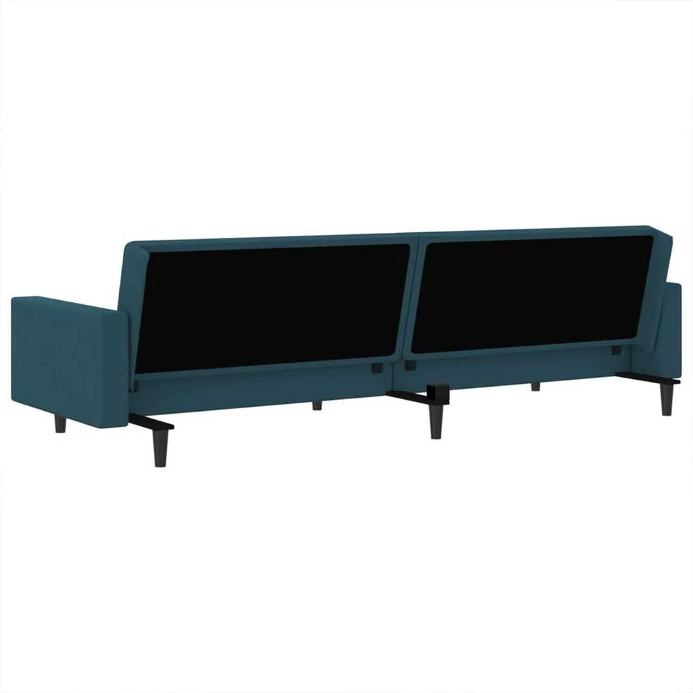 Dvivietė sofa-lova, mėlynos spalvos, aksomas