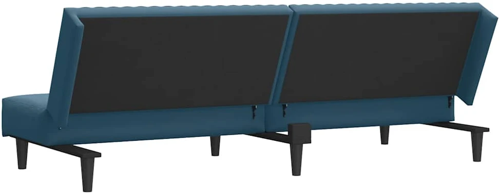 Dvivietė sofa-lova, mėlynos spalvos, aksomas