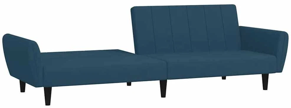Dvivietė sofa-lova, mėlynos spalvos, aksomas