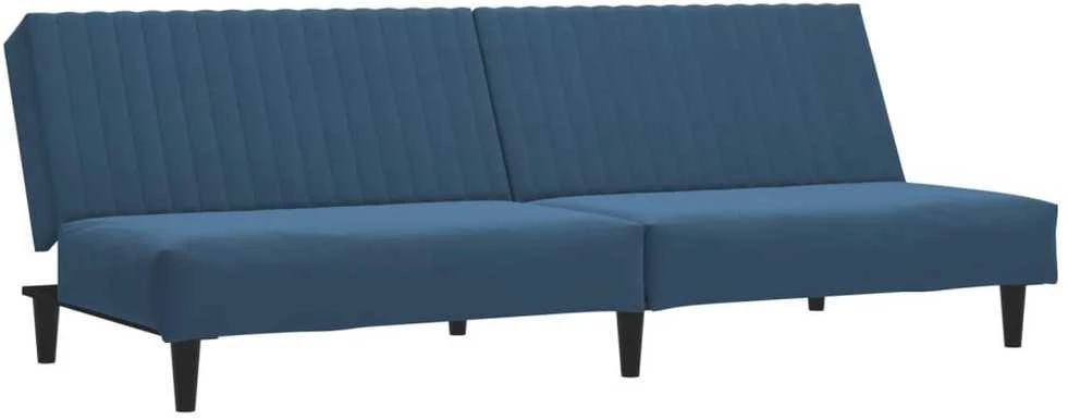 Dvivietė sofa-lova, mėlynos spalvos, aksomas