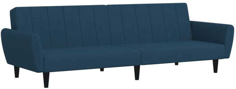 Dvivietė sofa-lova, mėlynos spalvos, aksomas