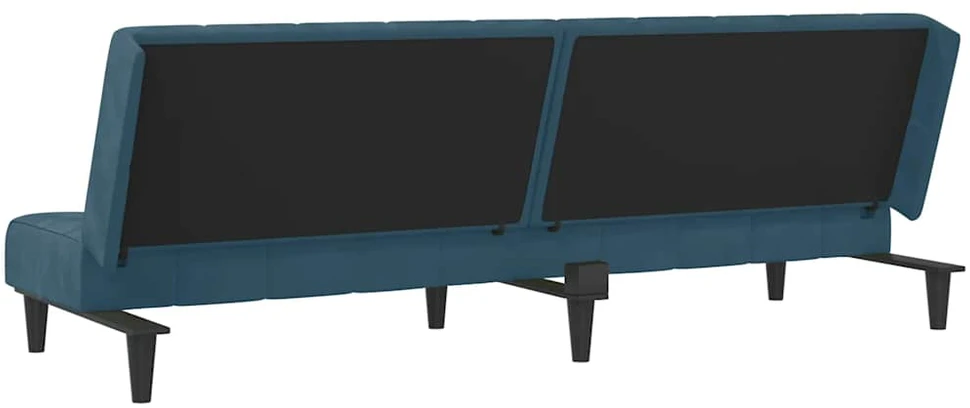 Dvivietė sofa-lova, mėlynos spalvos, aksomas