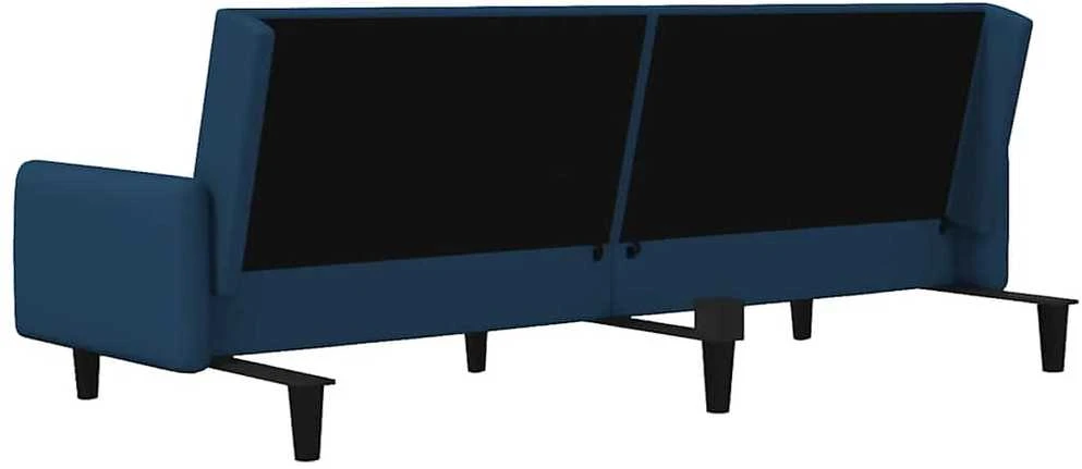 Dvivietė sofa-lova, mėlynos spalvos, aksomas