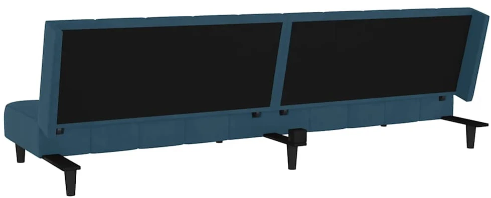 Dvivietė sofa-lova, mėlynos spalvos, aksomas