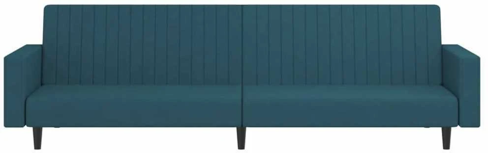 Dvivietė sofa-lova, mėlynos spalvos, aksomas