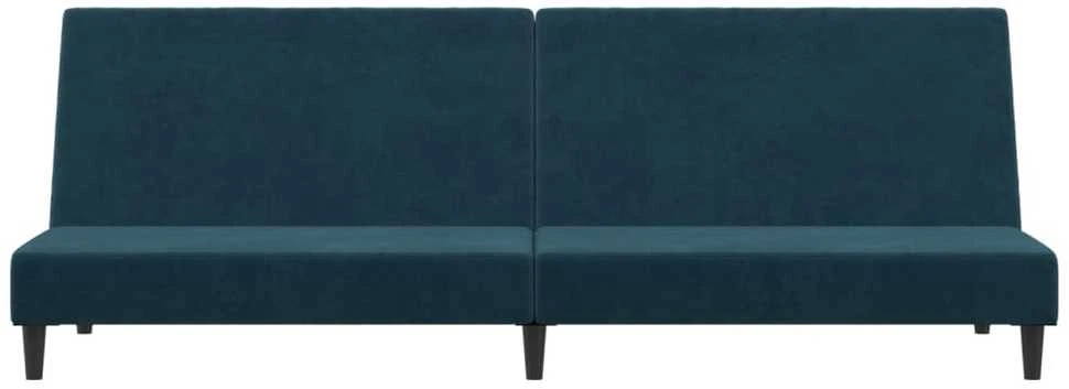 Dvivietė sofa-lova, mėlynos spalvos, aksomas