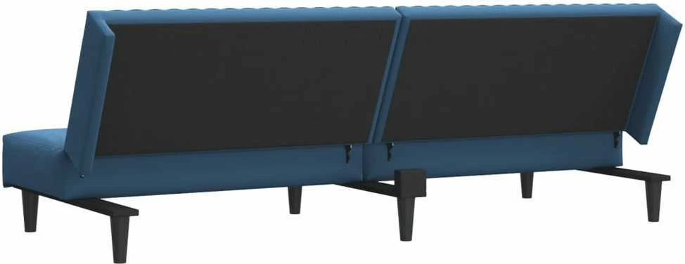 Dvivietė sofa-lova, mėlynos spalvos, aksomas