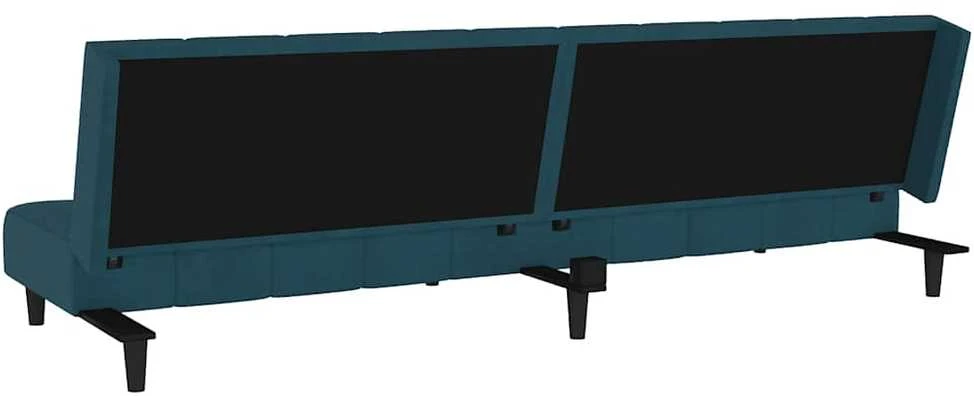 Dvivietė sofa-lova, mėlynos spalvos, aksomas