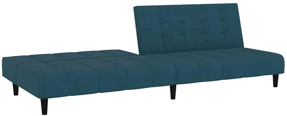 Dvivietė sofa-lova, mėlynos spalvos, aksomas