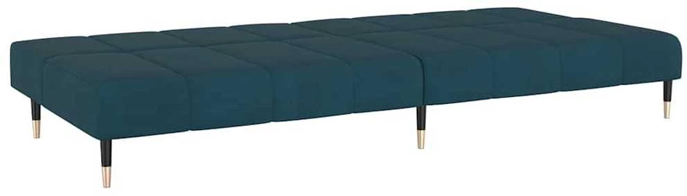 Dvivietė sofa-lova, mėlynos spalvos, aksomas